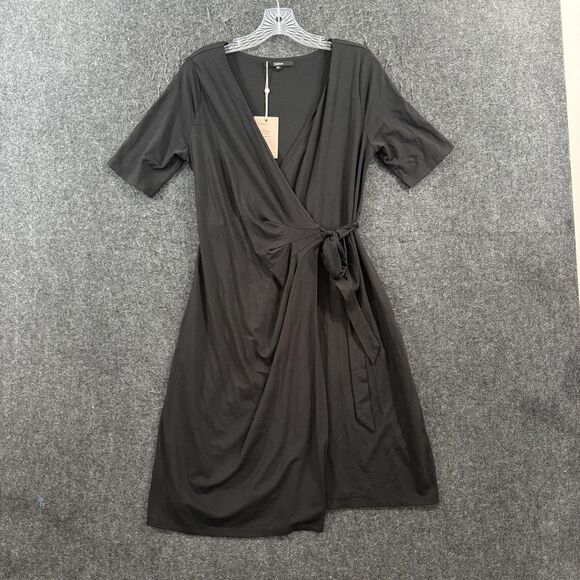 Quince Dresses & Skirts - Quince Dress Women's Medium Black Tencel Wrap Tie Waist Jersey Knee Length